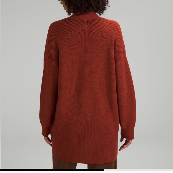 Merino Wool-Blend Ribbed Long Wrap Sweater - Picture 2 of 4